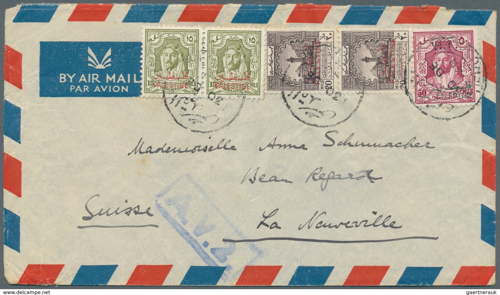 Jordanien: 1942/47, Two Covers With Nice Franking To Switzerland, One Of Them With Unusal Censorship - Jordanie