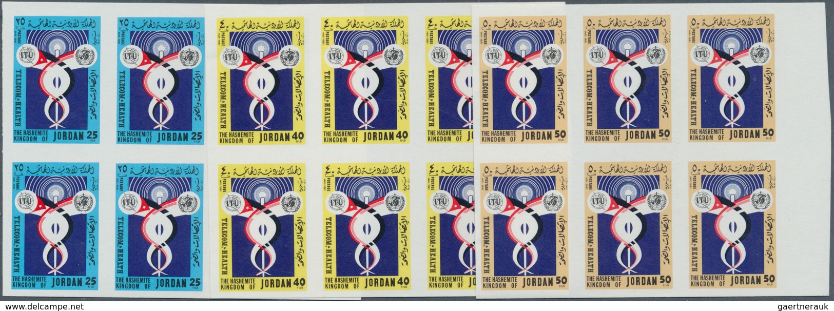 Jordanien: 1981, World Telecommunications Day. Lot Of Proofs For The Complete Set (3 Values) In Bloc - Jordanie