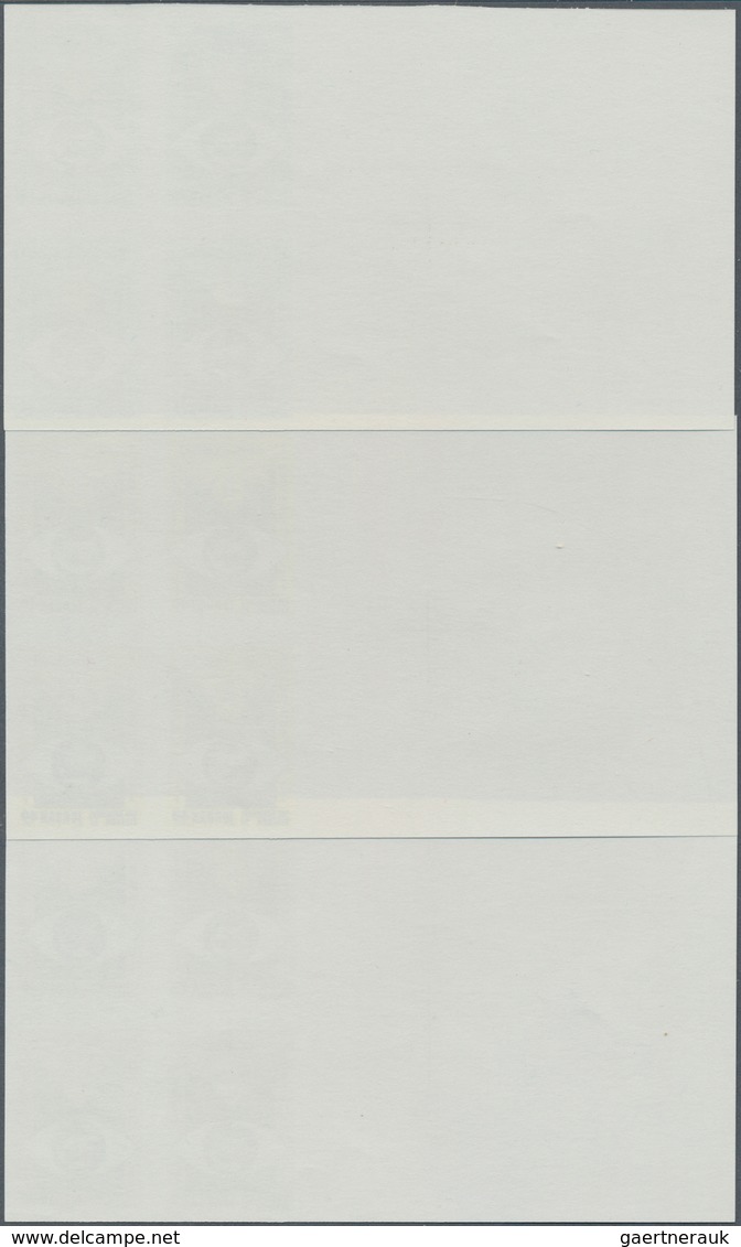 Jordanien: 1981, Blindness. Complete Set (3 Values) In 3 Proof Blocks Of 4 Lacking Red Color (Heart) - Jordanie
