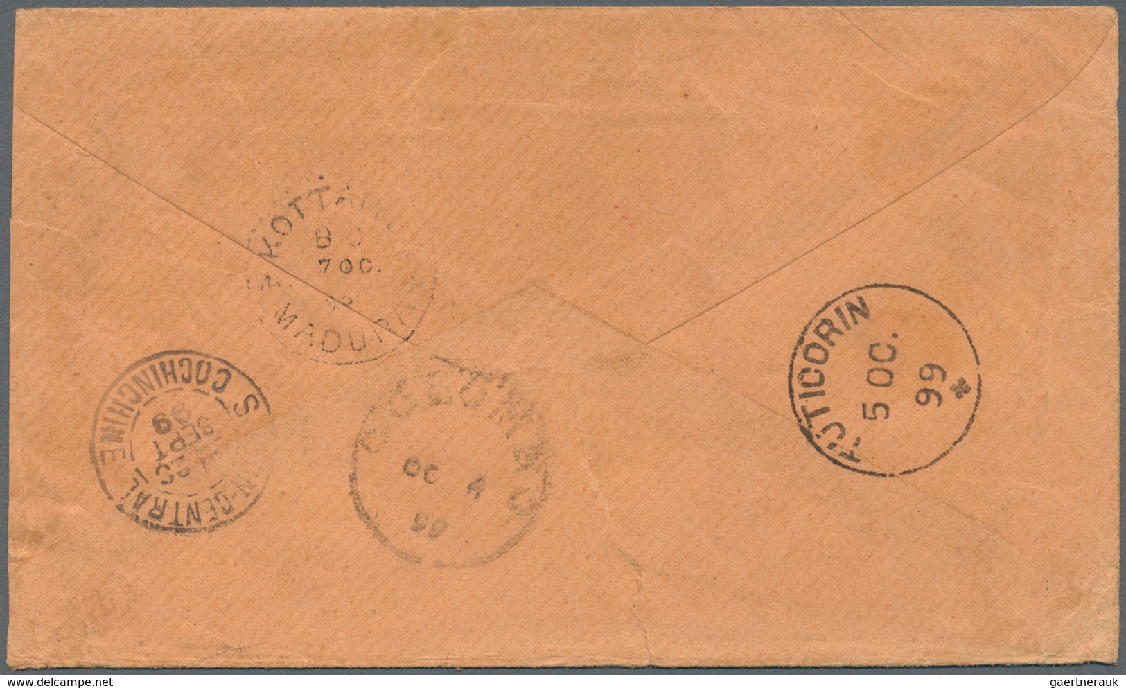 Kambodscha: 1899, Two Envelopes Each Franked With 25 C. Allegory Sent From PNOMPEN; CAMBODGIA To Sou - Cambodge