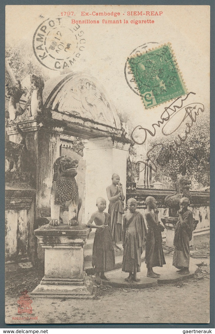 Kambodscha: 1906. Picture Postcard Of The 'Water Festival, Phom Penh' Addressed To Kratie Bearing In - Kambodscha