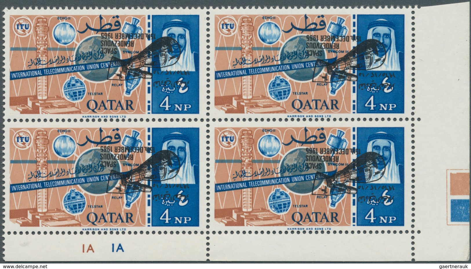 Katar / Qatar: 1966, Space Rendevouz Gemini, 4np. As Marginal Block Of Four From The Lower Right Cor - Qatar