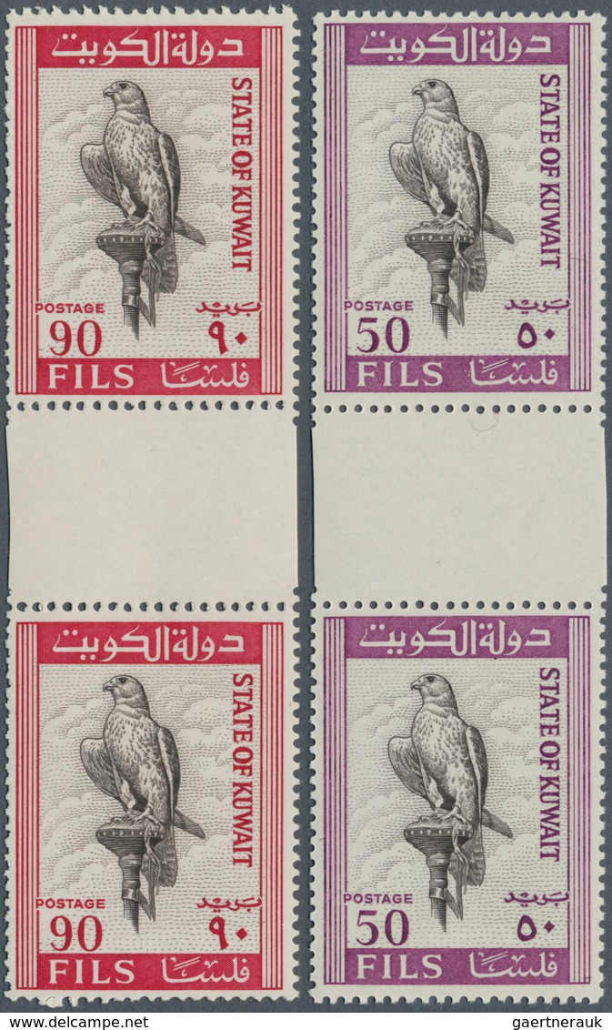 Kuwait: 1965. Complete FALCON Set (8 Values) In Vertical Gutter Pairs. Mint, NH. (Mi #285/92) - Kuwait