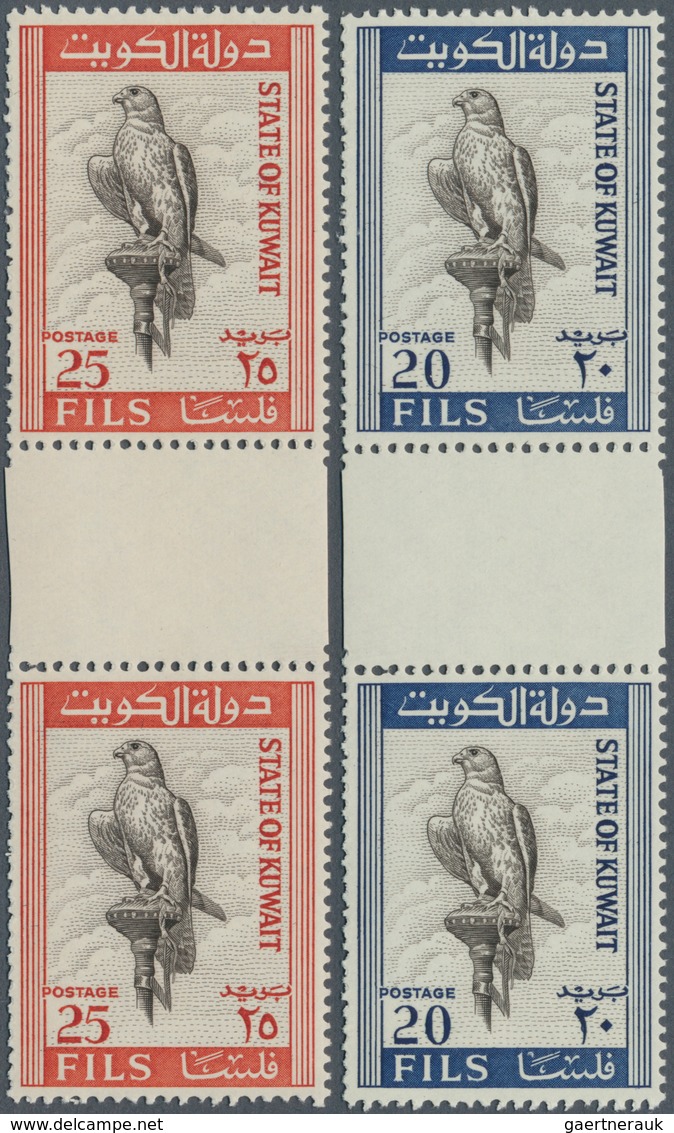 Kuwait: 1965. Complete FALCON Set (8 Values) In Vertical Gutter Pairs. Mint, NH. (Mi #285/92) - Kuwait