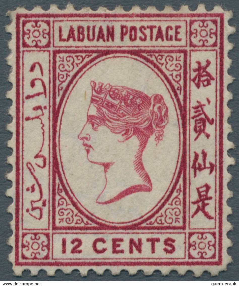 Labuan: 1880-82 12c. Carmine, Variety "Wmk Crown CC Reversed", Mounted Mint With Part Original Gum, - Autres & Non Classés