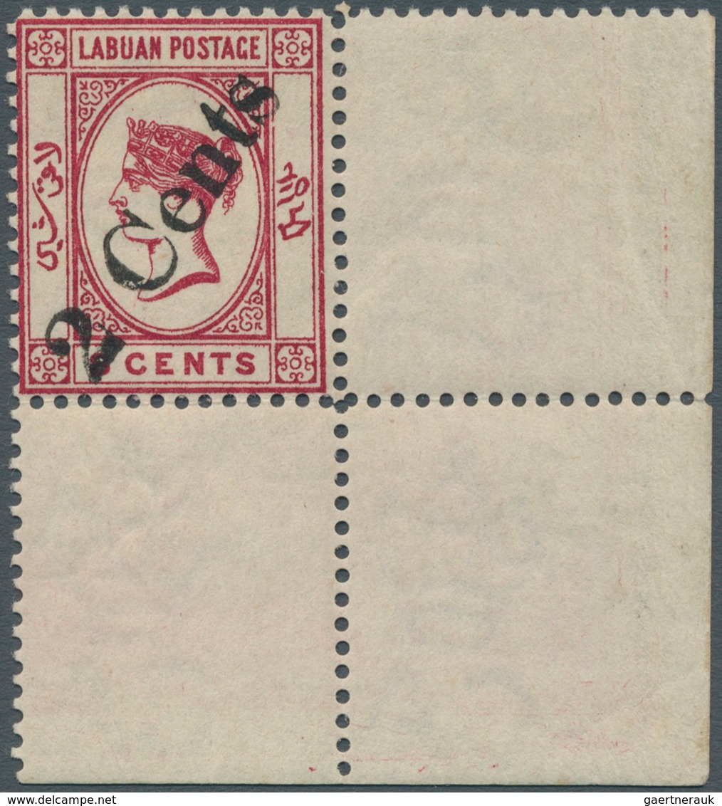 Labuan: 1885 2c. On 8c. Carmine, Wmk Crown CA Reversed, Variety "No Dot At Lower Left", Bottom Right - Autres & Non Classés