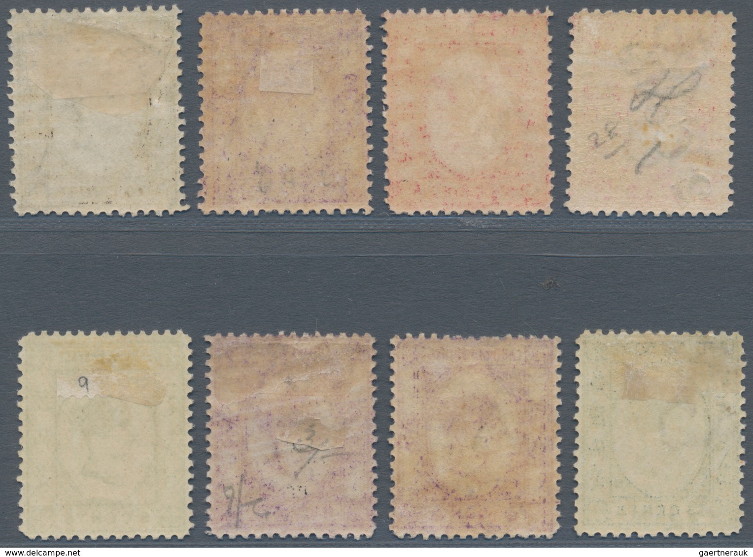 Labuan: 1885/1894, Eight Mint Stamps Showing Varieties, With 1885 2c. On 8c. Variety "No Dot At Lowe - Other & Unclassified
