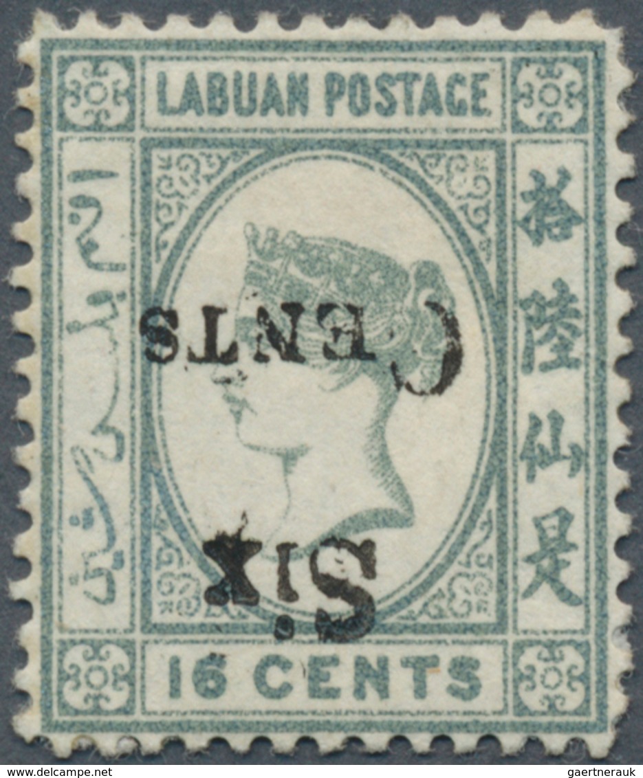 Labuan: 1892 6c. On 16c. Grey, Variety "SURCHARGE INVERTED", Mounted Mint With Part Orig. Gum, Fresh - Other & Unclassified