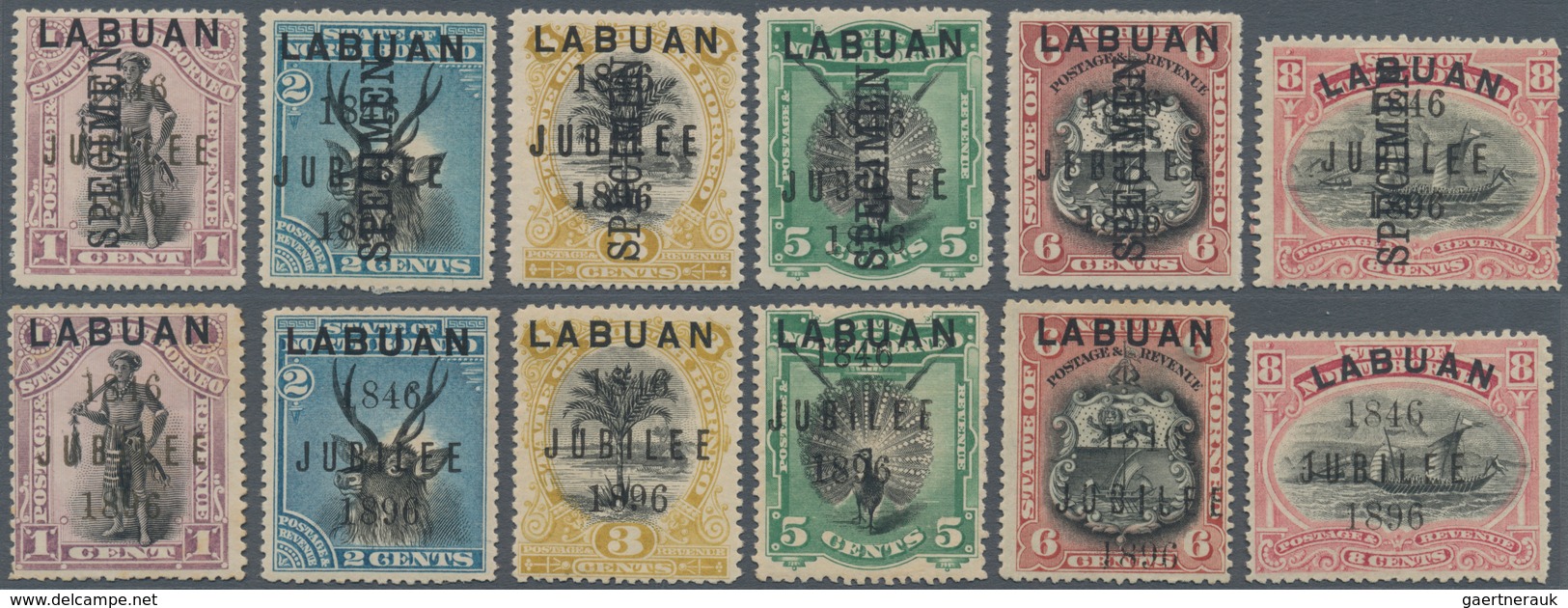 Labuan: 1896, Jubilee Of Cession Of Labuan To Gt. Britain Two Complete Sets Of Six Incl. One With SP - Sonstige & Ohne Zuordnung