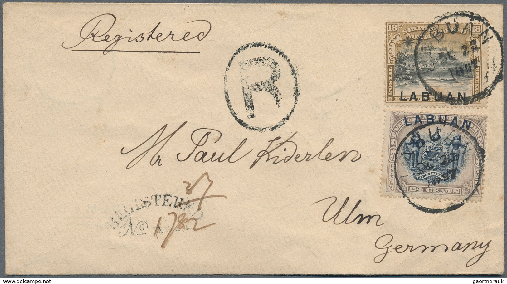 Labuan: 1897, 18 C Black And Olive-bistre Together With 24 C Blue And Lilac-brown, Mixed Franking On - Other & Unclassified