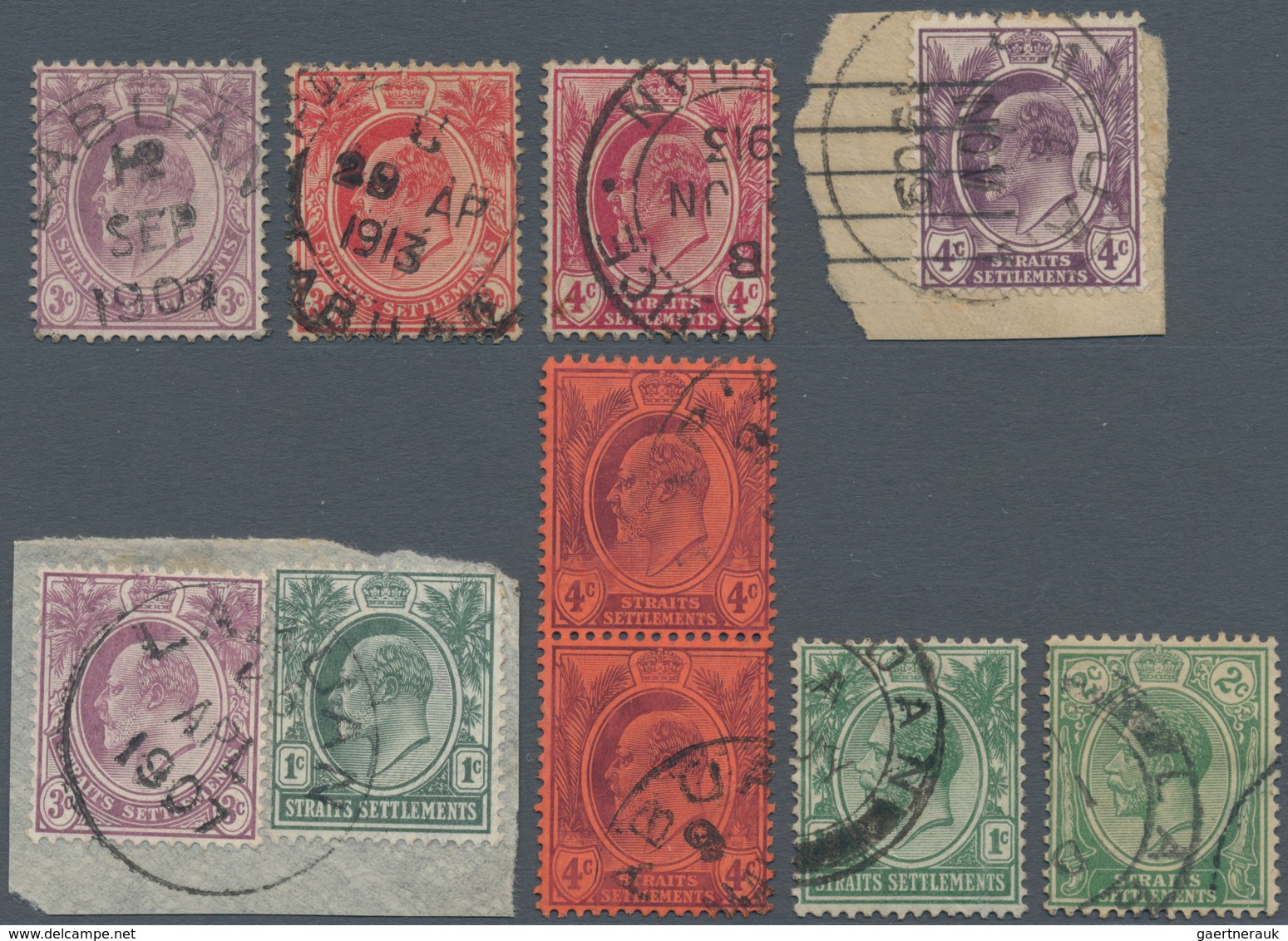 Labuan: 1904/1920's, Ten Stamps Of Straits Settlements Used In LABUAN, With Eight KEVII. Stamps (1c. - Other & Unclassified