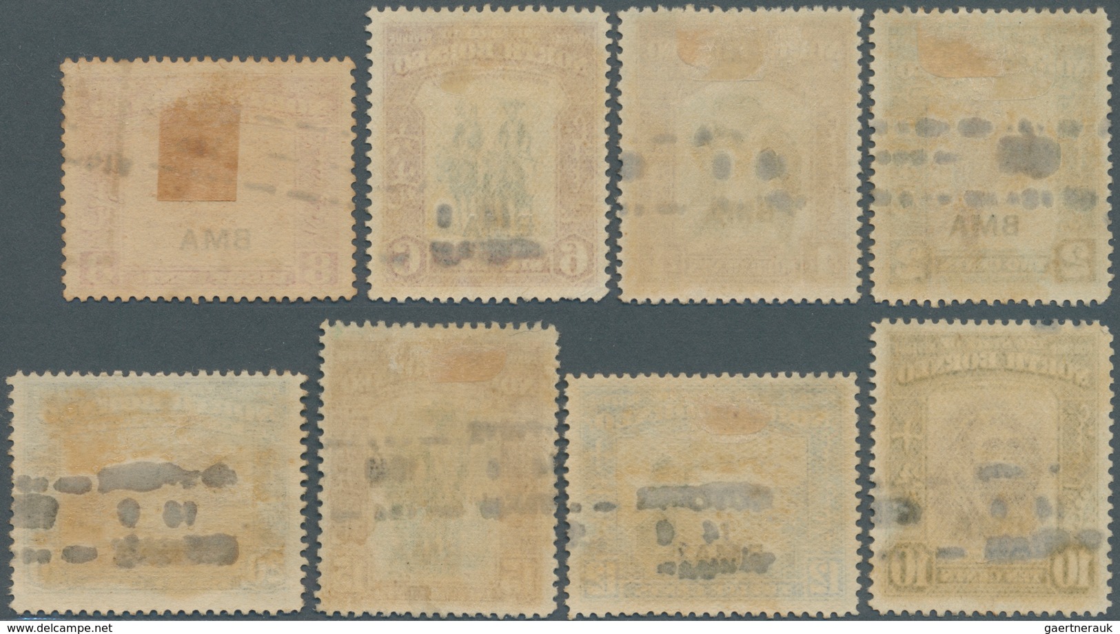 Labuan: 1945/1946, North Borneo Used In Labuan: 8 Different Stamps (2 C And 4 C To 20 C) "BMA" Issue - Autres & Non Classés