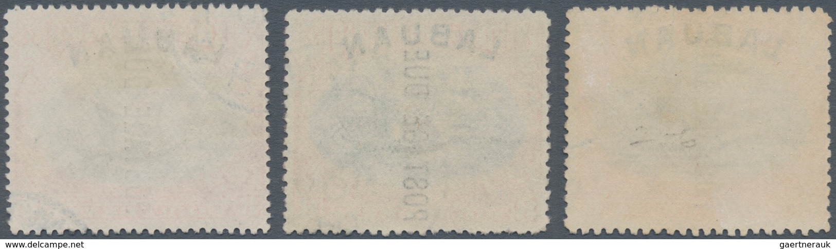 Labuan - Portomarken: 1901, Pictorial Definitive 'Malay Dhow' 8c. Black/vermilion Three Stamps With - Bornéo Du Nord (...-1963)