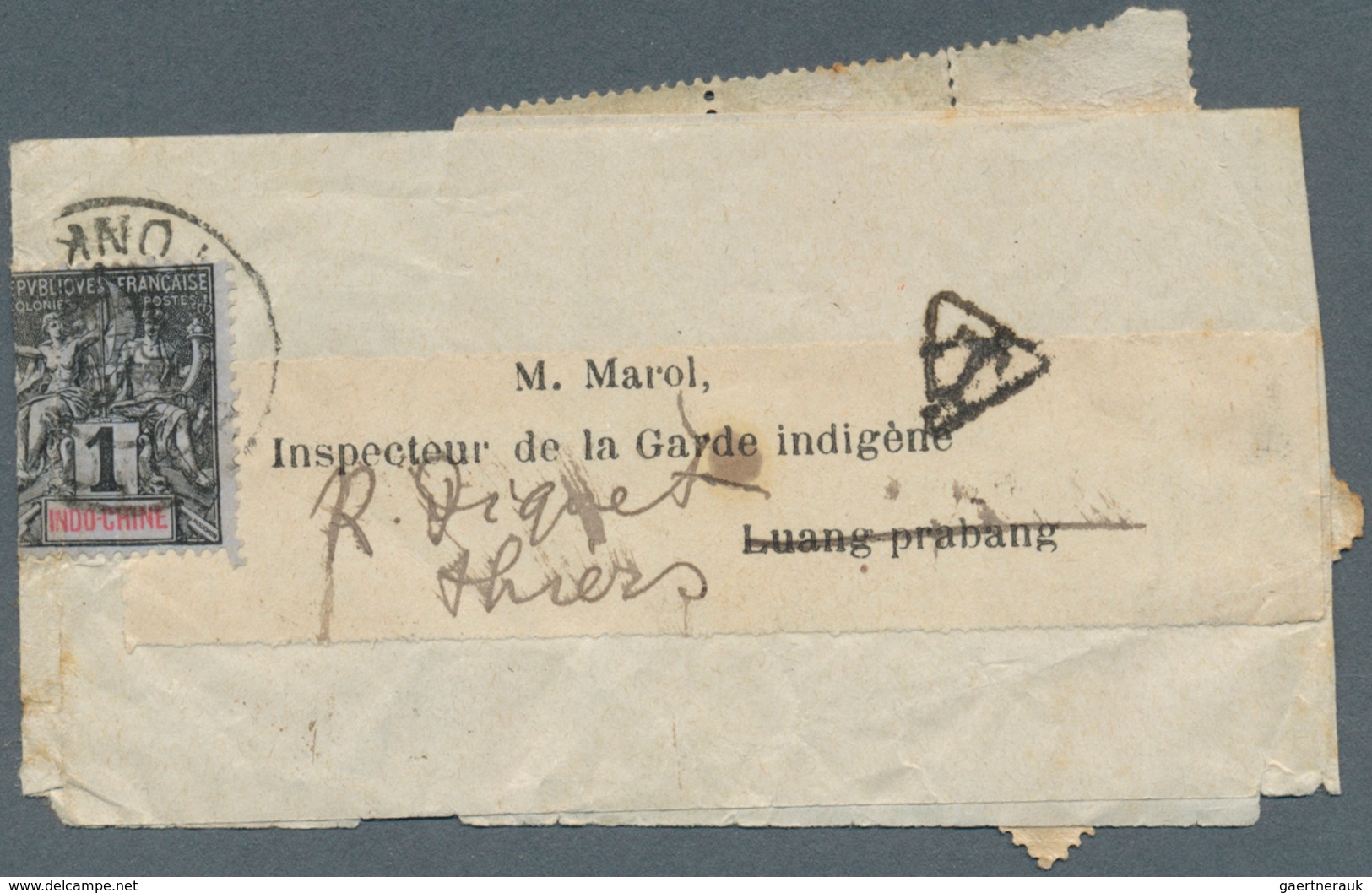 Laos: 1901 Used Wrapper To Luang Prabang, Redirected To Thiers (Puy-de-Dôme), France, Insufficiently - Laos