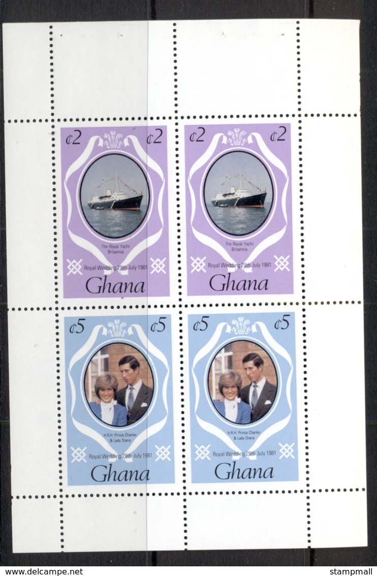 Ghana 1981 Royal Wedding Charles & Diana Booklet Pane MUH - Ghana (1957-...)