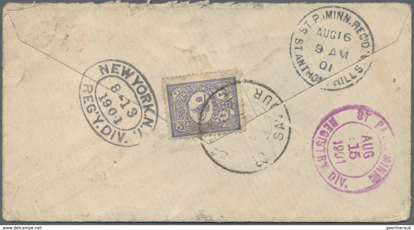 Libanon: 1901, "SAVOUR 25/7/901" Cds. Turkish SUR On Cover Bearing 1 Pia. Violet Blue (Coles & Walke - Libanon