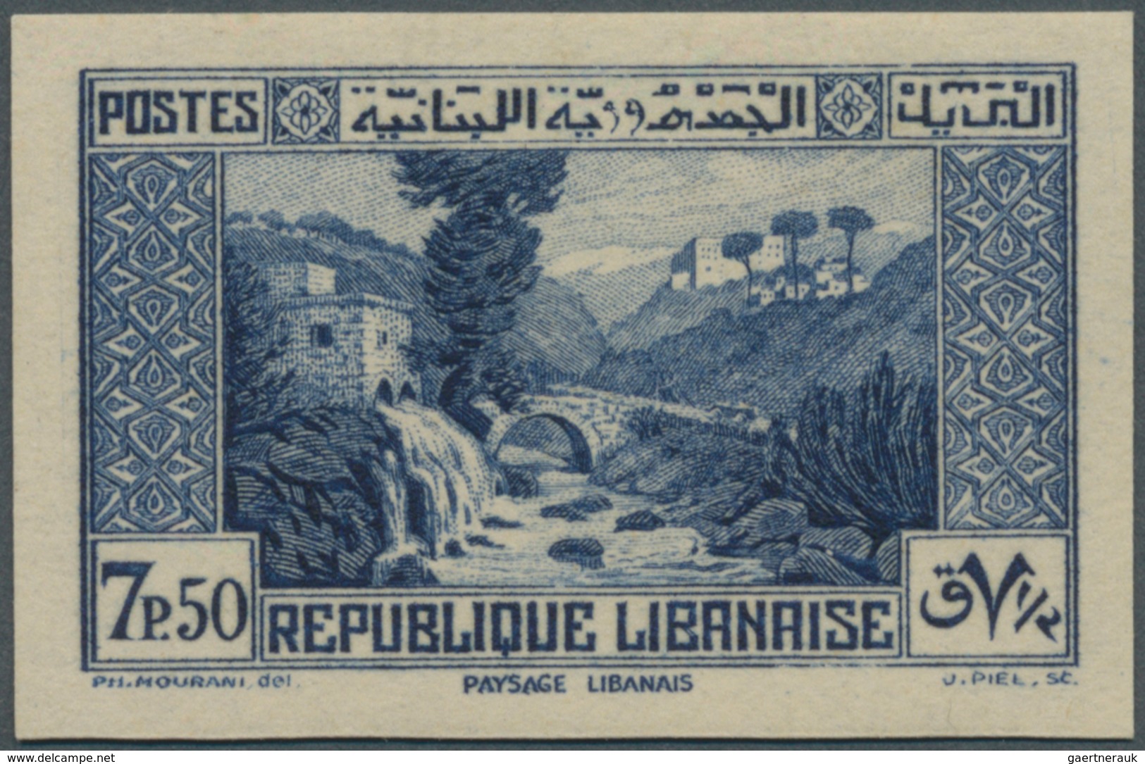 Libanon: 1937, 7.50pi. Blue "PAYSAGE LIBANAIS", Fresh Colour, Mint O.g. With Hinge Remnant. Only One - Liban