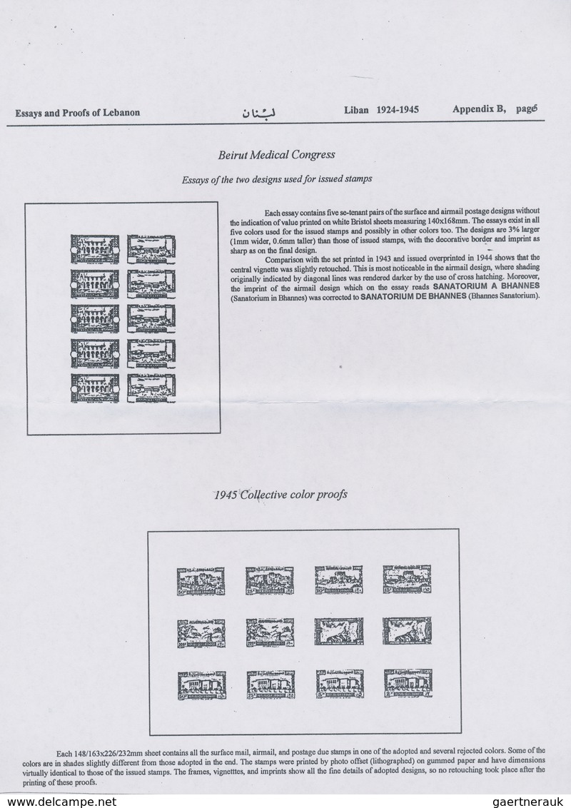 Libanon: 1943, Medical Congress, Combined Proof Sheet In Red On Bristol, Showing Five Se-tenant Pair - Liban