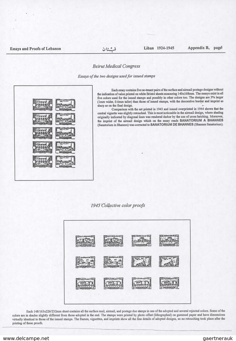 Libanon: 1945, Definitives, Airmails And Postage Dues, Combined Proof Sheet In Blue On Gummed Paper, - Liban