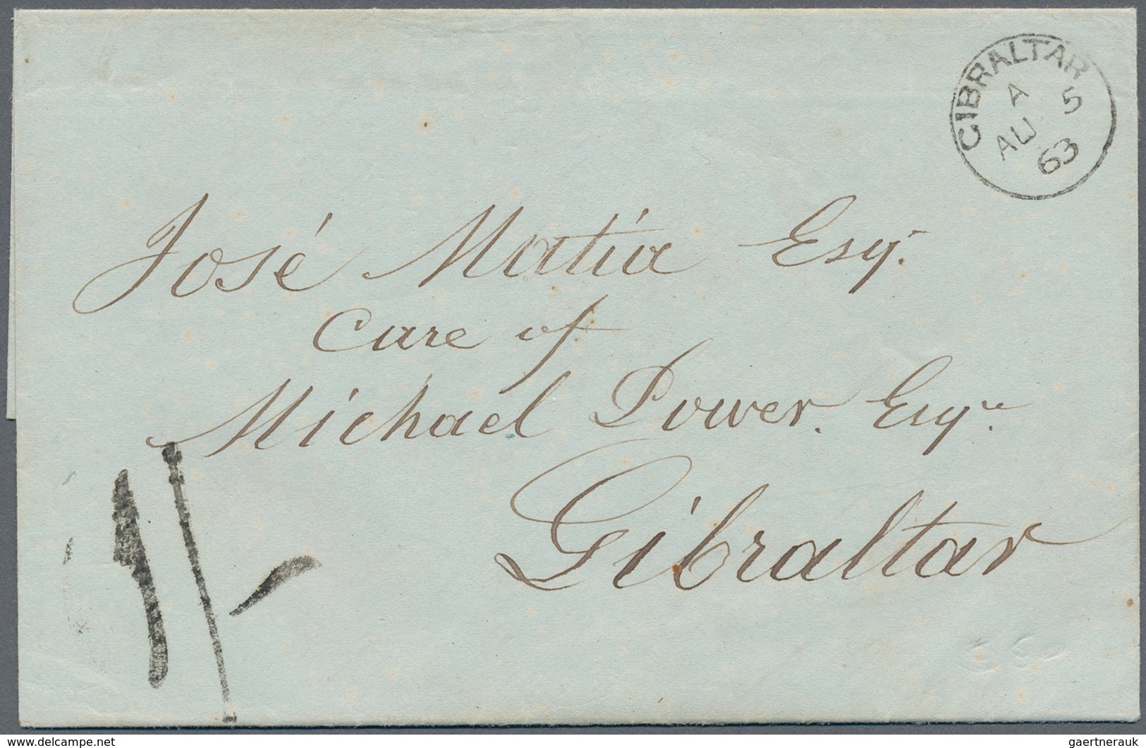 Macau: 1863, Stamp-less Envelope Written From Macau Dated '12th June 1863' Addressed To 'Jose Matia, - Autres & Non Classés
