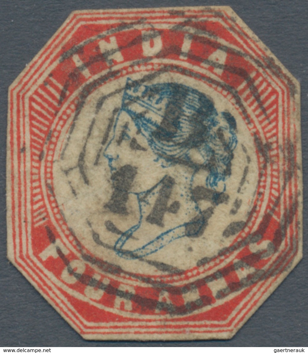 Malaiische Staaten - Straits Settlements: 1854-55 Indian Lithographed 4a. Blue & Red, Head Die III, - Straits Settlements