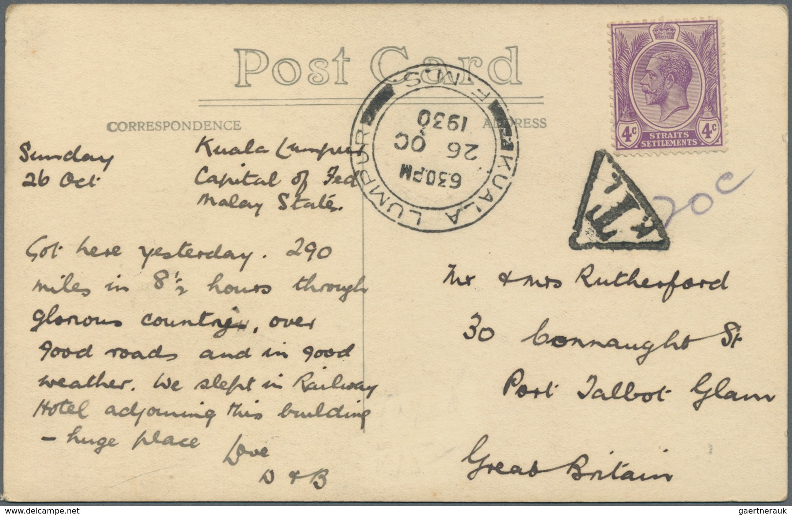 Malaiische Staaten - Straits Settlements: 1930, 4 C Violet KGV, Inadmissible Use For Postage In Sela - Straits Settlements