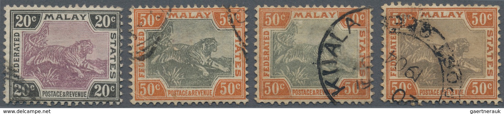 Malaiischer Staatenbund: 1901, Tiger Definitives With Wmk. Crown CA Complete Set Of 22 Stamps Incl. - Federated Malay States