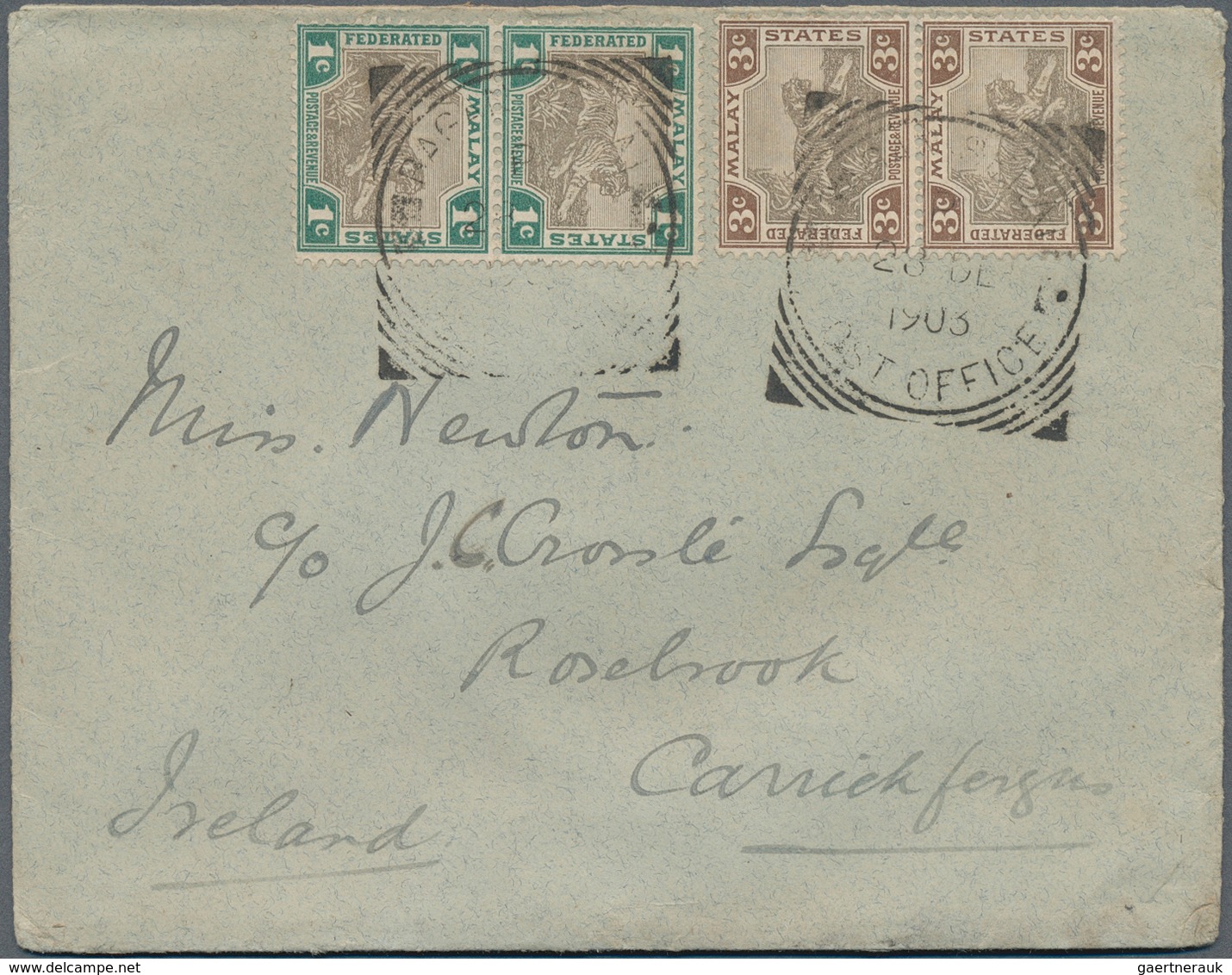 Malaiischer Staatenbund: 1903 (28.12.), Tiger Stamps 1c. Grey/green And 3c. Grey-brown/brown Both In - Federated Malay States