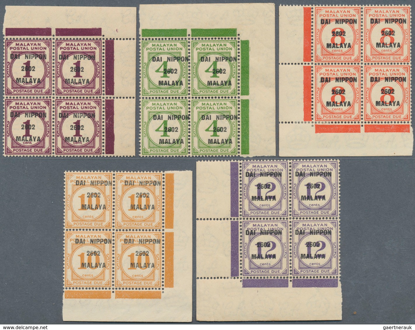Malaiischer Staatenbund - Portomarken: Japanese Occupation, 1942, General Issues, Postage Due Stamps - Federated Malay States