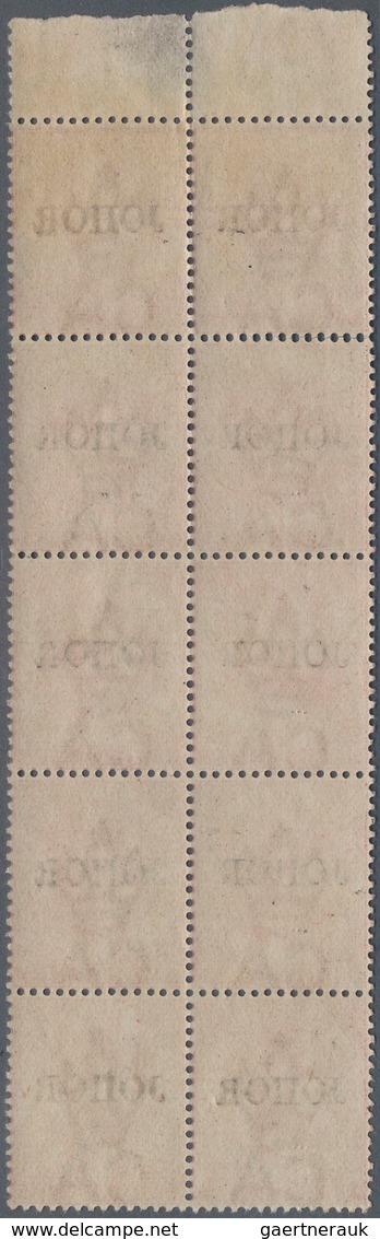 Malaiische Staaten - Johor: 1884 QV 2c. Rose Optd. "JOHOR" Type 10, Top Marginal Vertical Block Of 1 - Johore