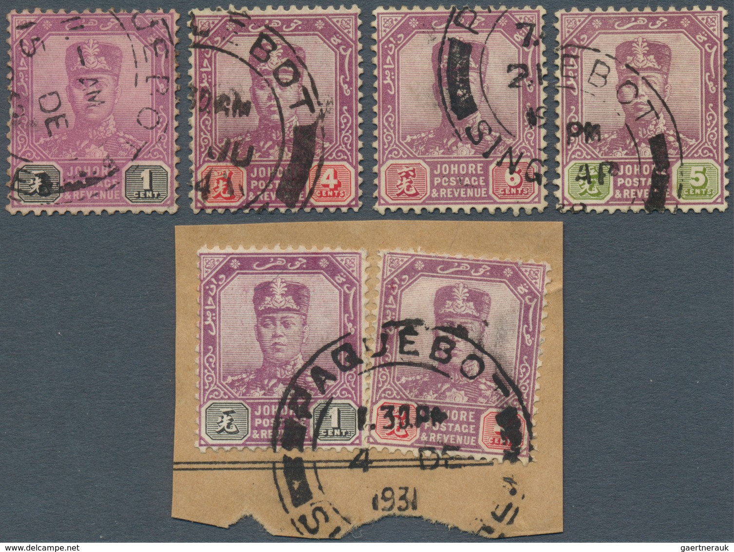 Malaiische Staaten - Johor: 1931/1941, 10 C Purple/yellow, Vertical Pair On Airmail Cover With Cds P - Johore