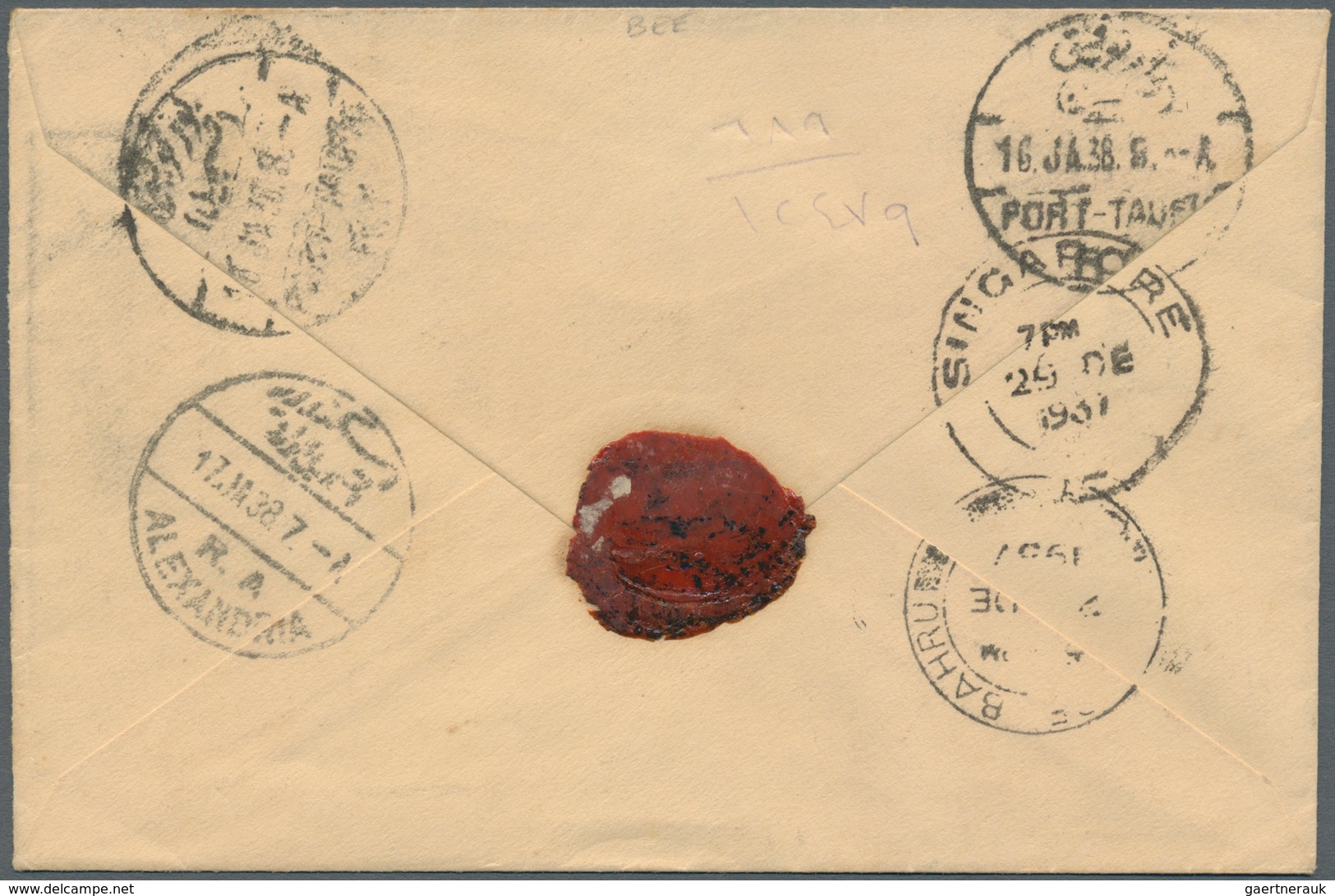 Malaiische Staaten - Johor: 1937 SCUDAI: Registered Cover From Scudai To Alexandria, Egypt Via Johor - Johore