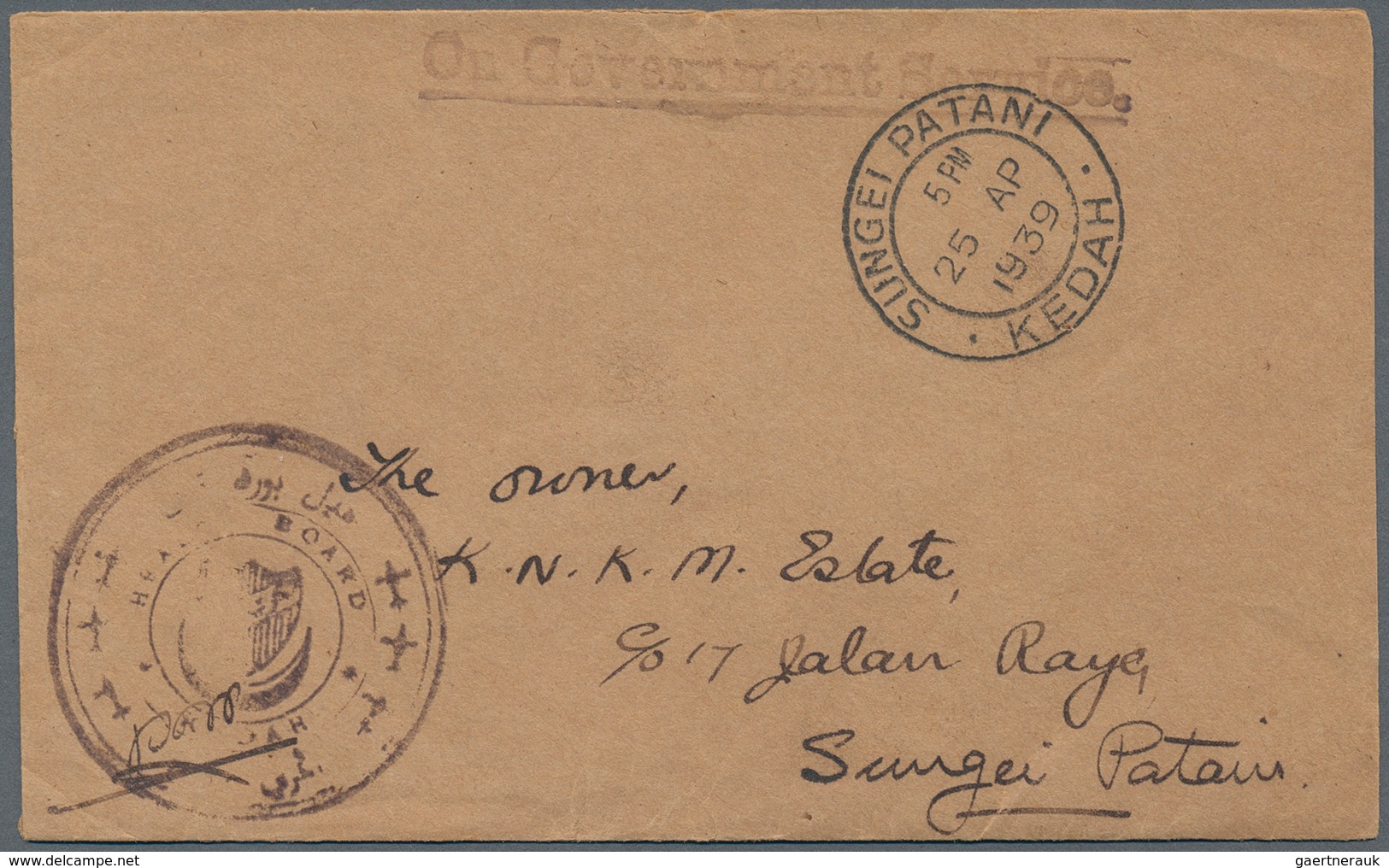 Malaiische Staaten - Kedah: 1939 (25.4.), Official 'On Government Service' Cover With Very Fine Doub - Kedah