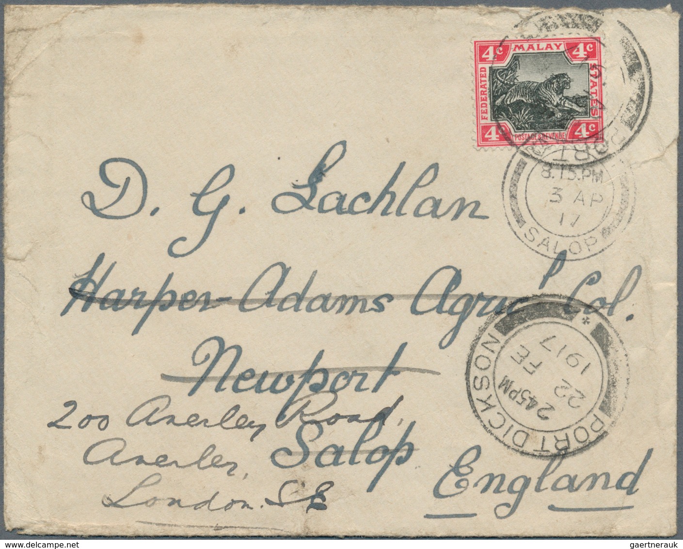 Malaiische Staaten - Negri Sembilan: 1909/1917, PORT DICKSON: Three Covers And One Picture Postcard - Negri Sembilan