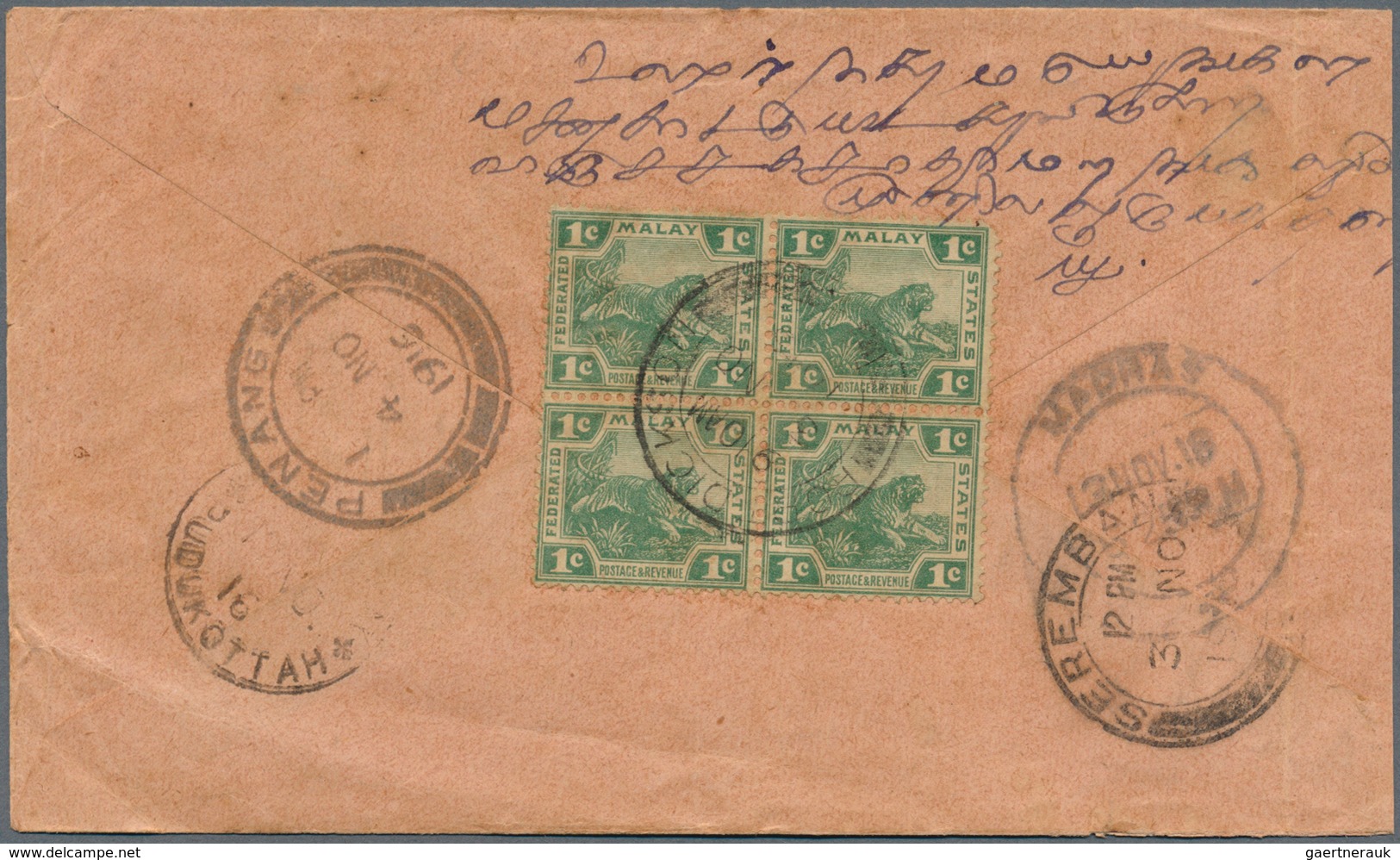 Malaiische Staaten - Negri Sembilan: 1909/1917, PORT DICKSON: Three Covers And One Picture Postcard - Negri Sembilan