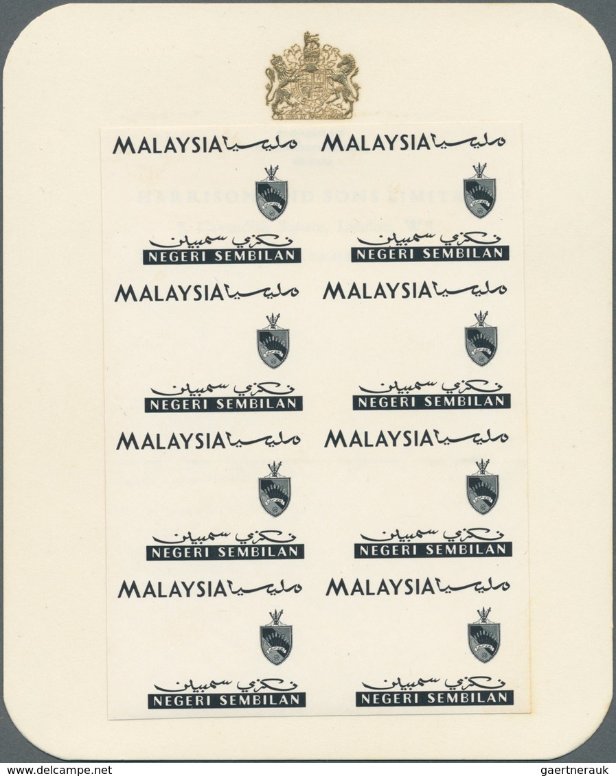 Malaiische Staaten - Negri Sembilan: 1965, Orchids Imperforate PROOF Block Of Eight With Black Print - Negri Sembilan