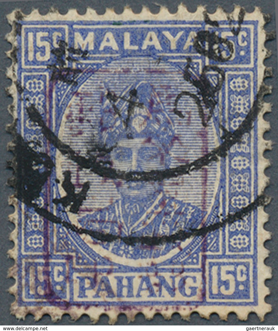 Malaiische Staaten - Pahang: Japanese Occupation, 1942, General Issues, Small Seal Ovpts: On 15 C., - Pahang