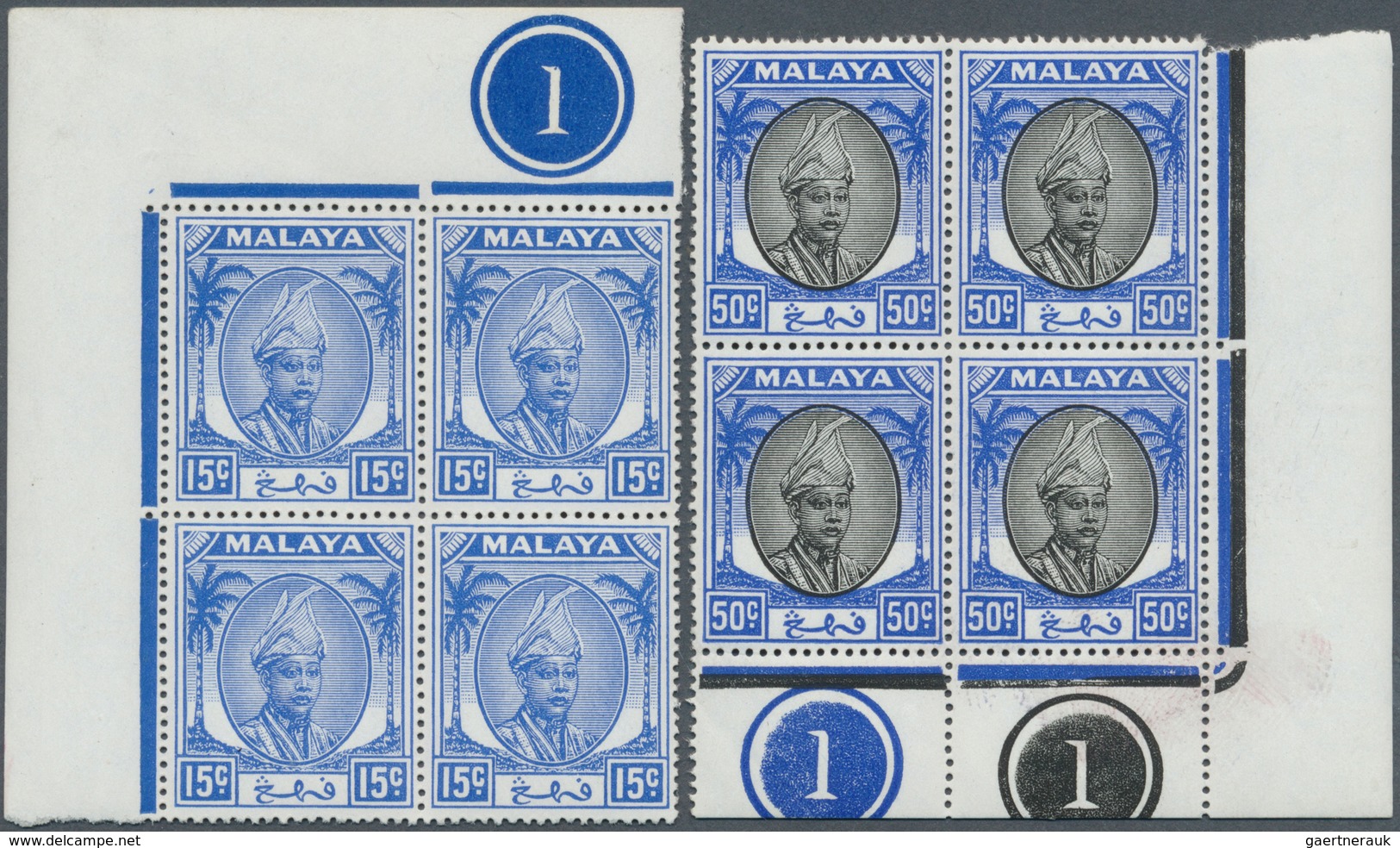 Malaiische Staaten - Pahang: 1950/1952, Definitives Sultan Sir Abu Bakar, 1c., 2c., 3c., 6c., 8c., 1 - Pahang