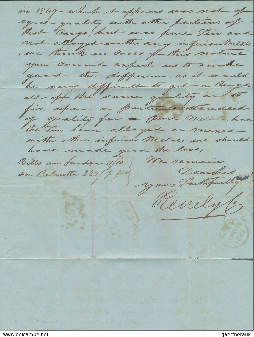 Malaiische Staaten - Penang: 1851, Stampless Folded Letter Addressed To Boston Written From Penang D - Penang