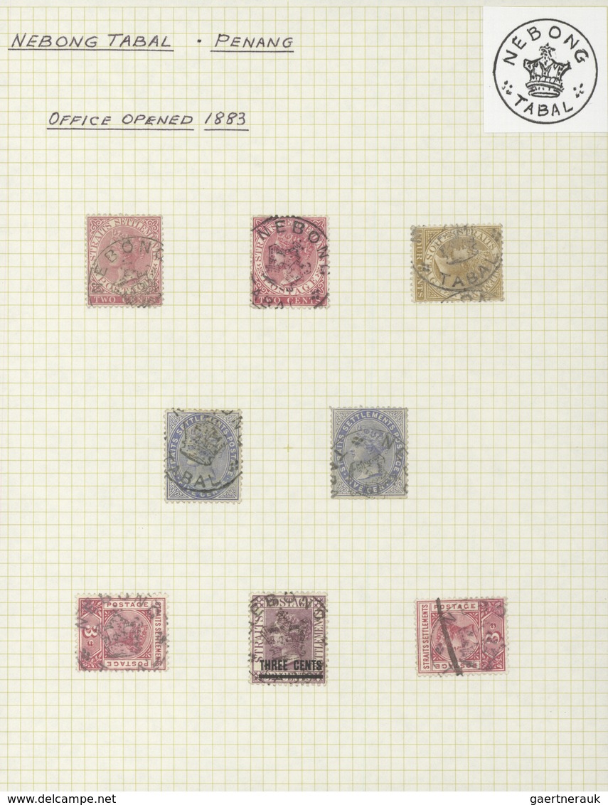 Malaiische Staaten - Penang: 1883, NEBONG TABAL: Straits Settlements Eight Stamps Bearing Dateless C - Penang