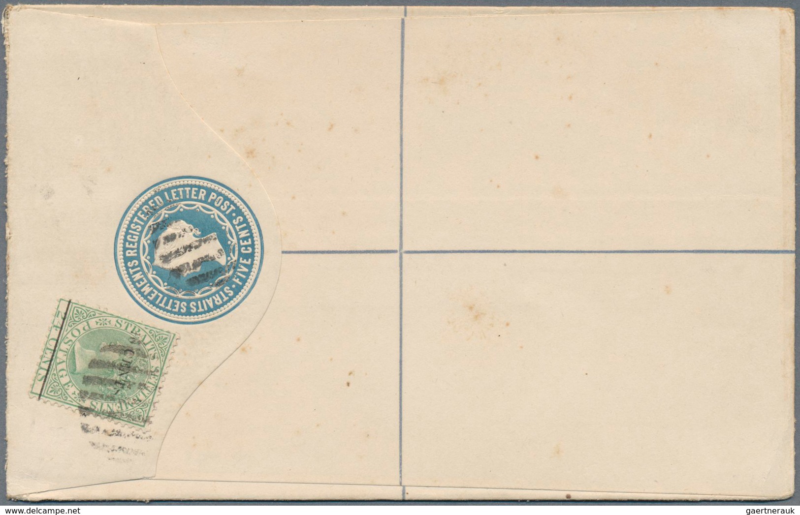 Malaiische Staaten - Penang: 1895, 10c. On 24c. Green Uprating A Registered Stationery Envelope QV 5 - Penang