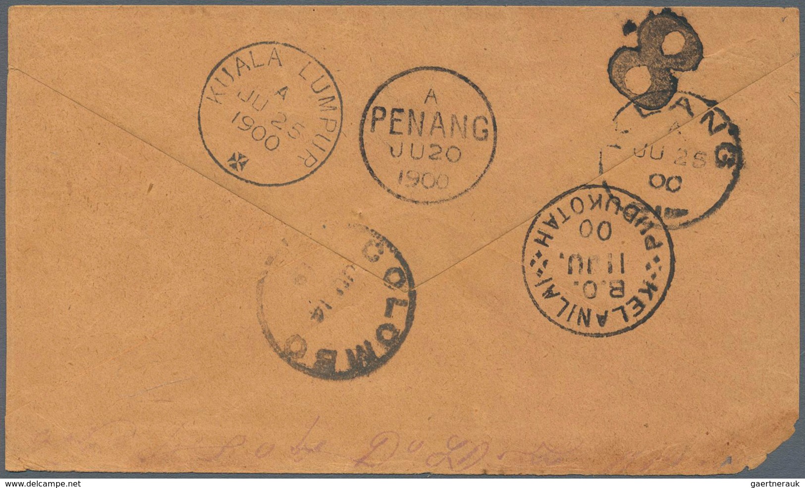 Malaiische Staaten - Penang: 1900, Incoming Unpaid Cover (corner Fault) From "KELANILA/PUDUKOTAH 11 - Penang