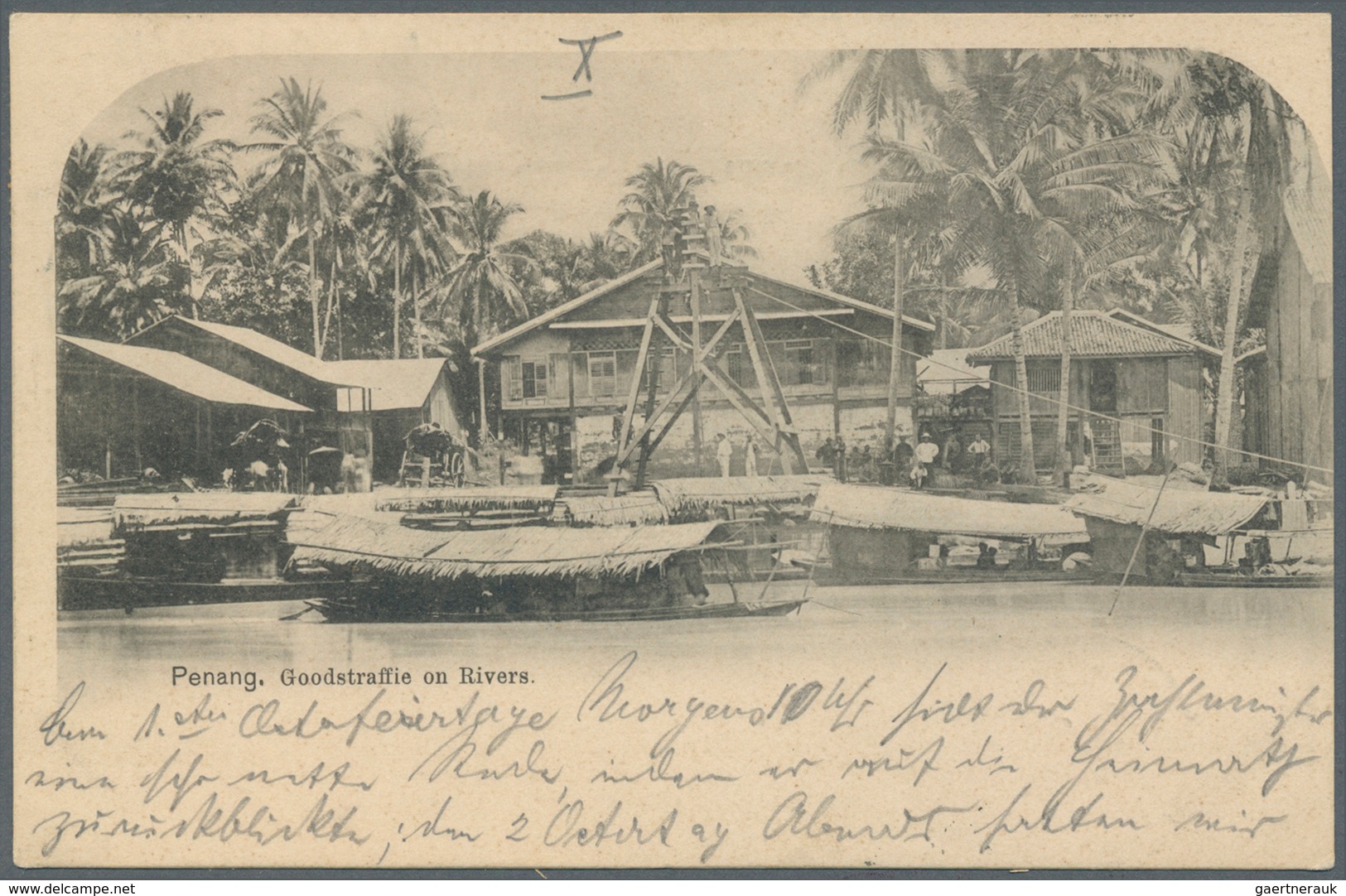 Malaiische Staaten - Penang: 1901 (10.4.), Picture Postcard 'Penang, Goodstraffie On Rivers' Bearing - Penang