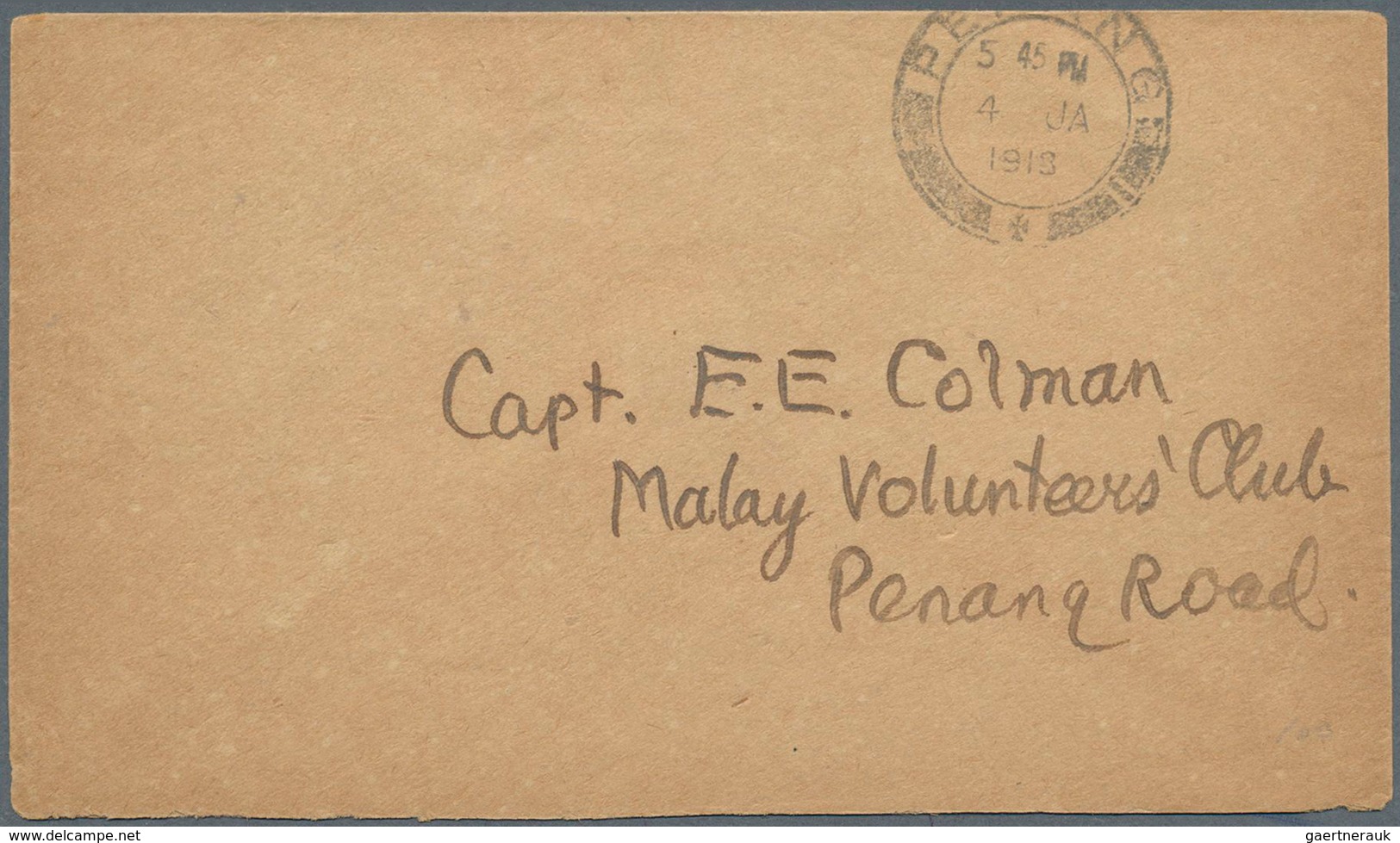 Malaiische Staaten - Penang: 1918 (4.1.), Straits Settlements KGV 4c. Purple With Opt./surch. 'RED C - Penang