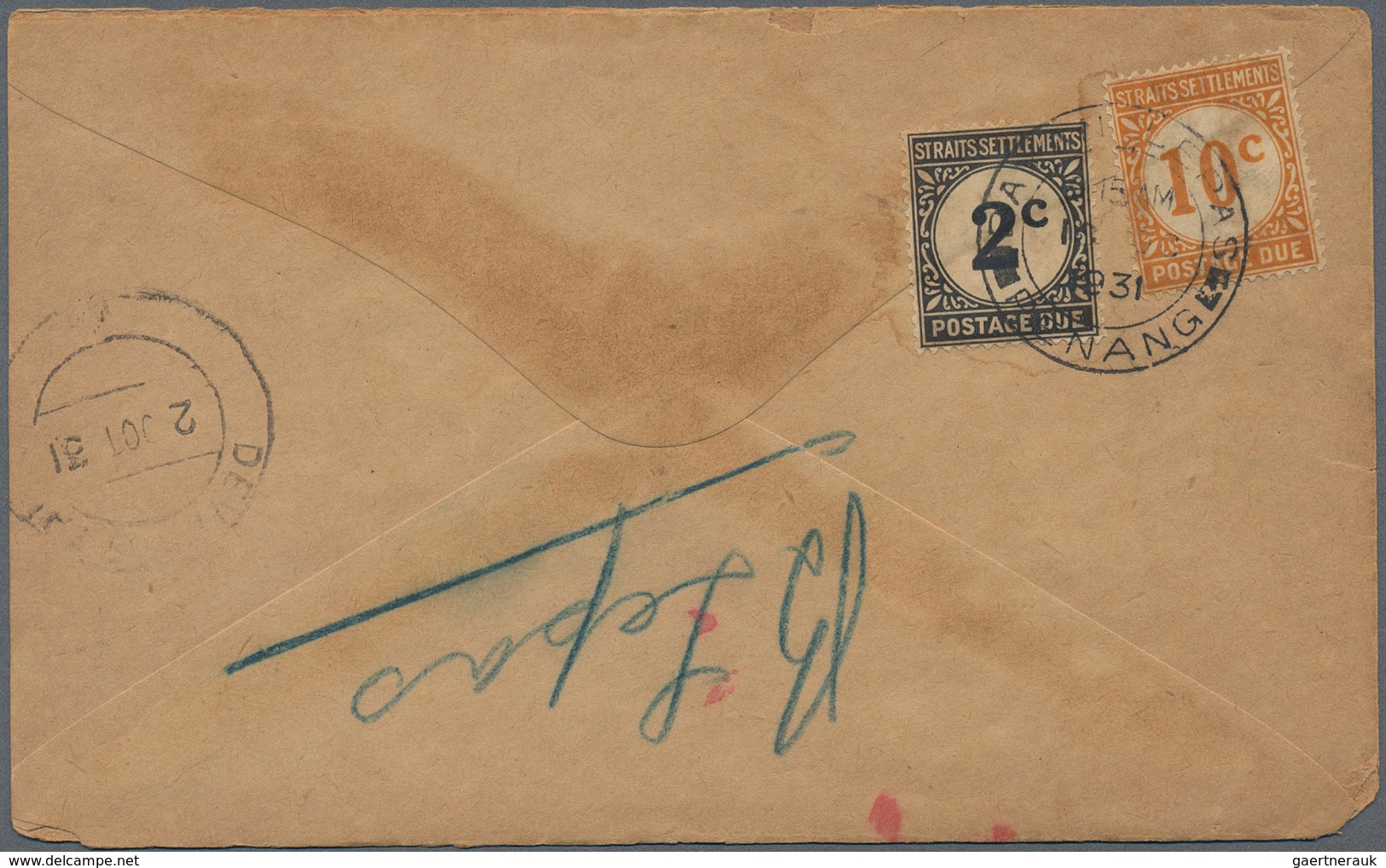 Malaiische Staaten - Penang: 1931, BAYAN LEPAS: Incoming Unfranked Cover From India Addressed To Bay - Penang