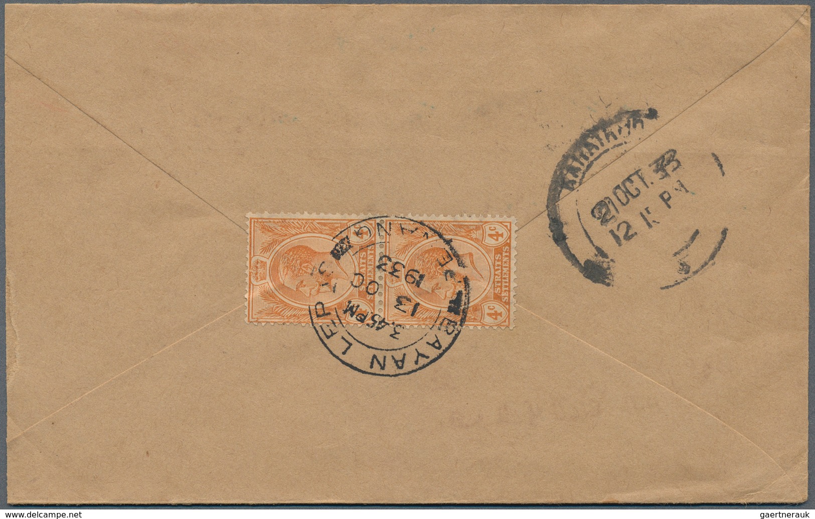 Malaiische Staaten - Penang: 1931, BAYAN LEPAS: Incoming Unfranked Cover From India Addressed To Bay - Penang