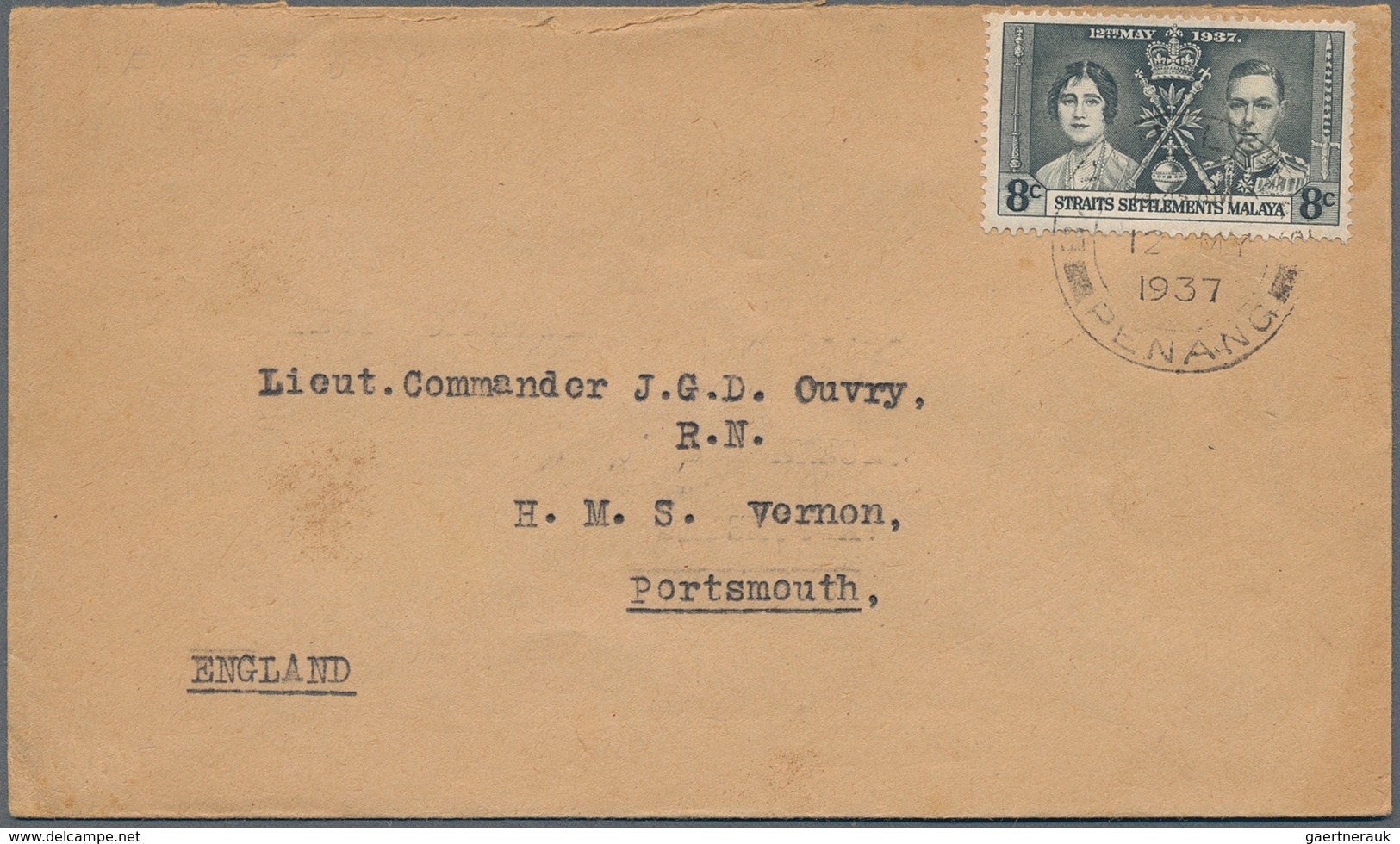 Malaiische Staaten - Penang: 1931, BAYAN LEPAS: incoming unfranked cover from India addressed to Bay