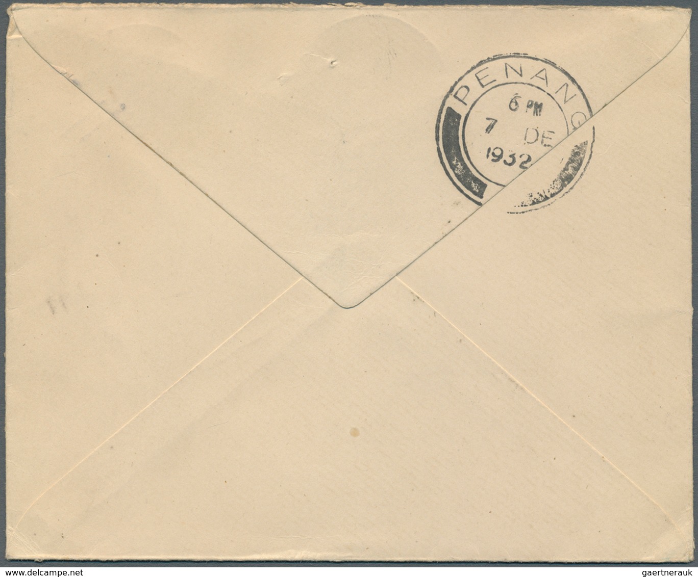 Malaiische Staaten - Penang: 1932, Postal Stationery Envelope 5c. Orange Of Straits Used From Balik - Penang