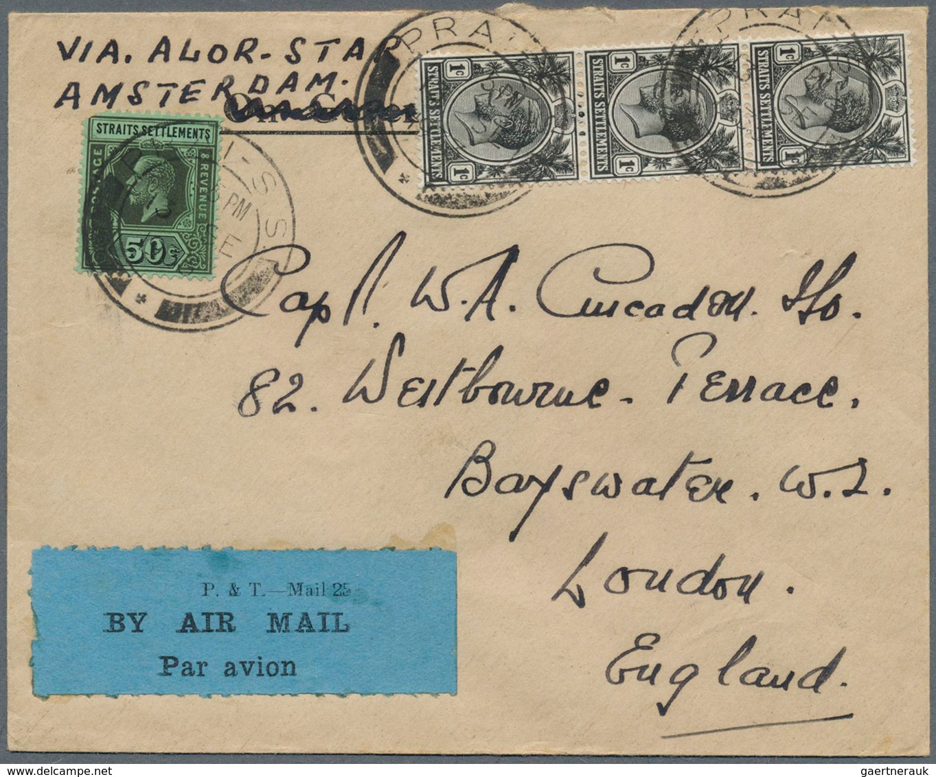 Malaiische Staaten - Penang: 1933 (13.9.), Straits Settlements KGV 50c. Black On Emerald And 1c. Bla - Penang