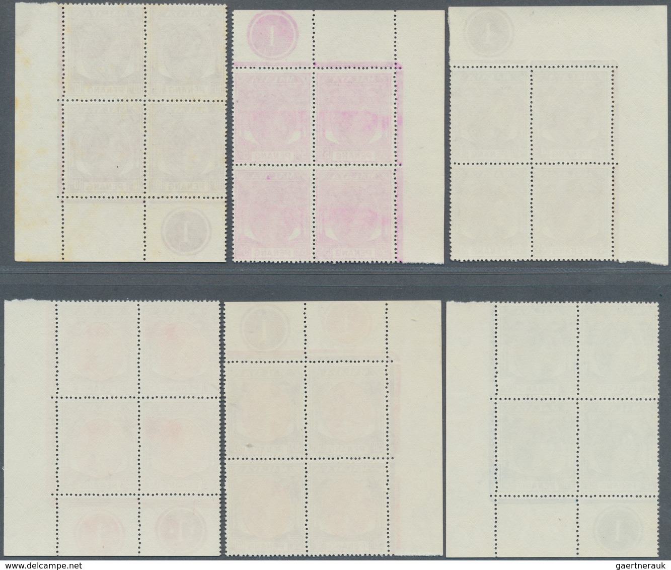 Malaiische Staaten - Penang: 1954, QEII, 4c., 5c., 10c., 20c., 30c. And 35c. (2), Seven Marginal Blo - Penang